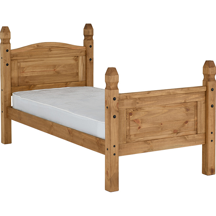 Corona Single Bed High Foot End In Distressed Waxed Pine - Click Image to Close